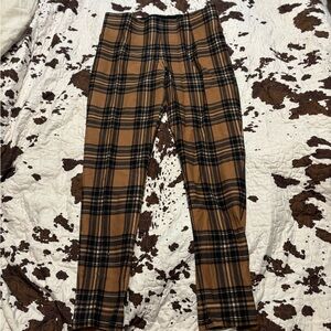 Investments Black Slim Factor Leggings with Brown Trim